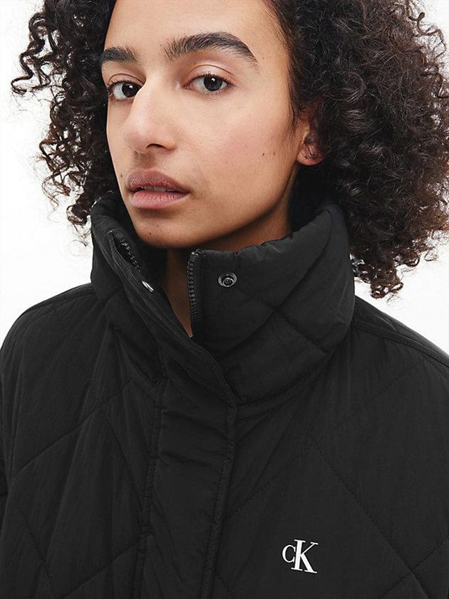 Black Calvin Klein Recycled Nylon Quilted Women Coat | QUVT-81624