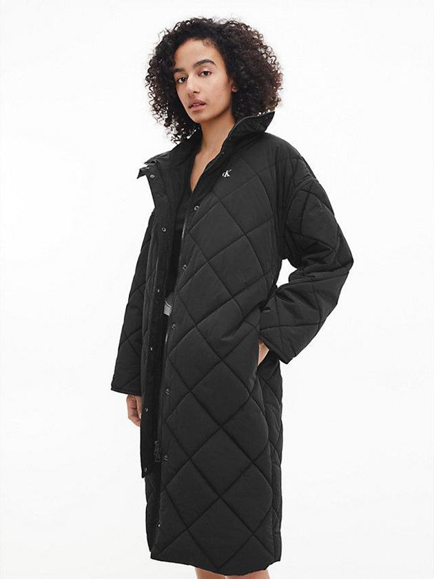 Black Calvin Klein Recycled Nylon Quilted Women Coat | QUVT-81624