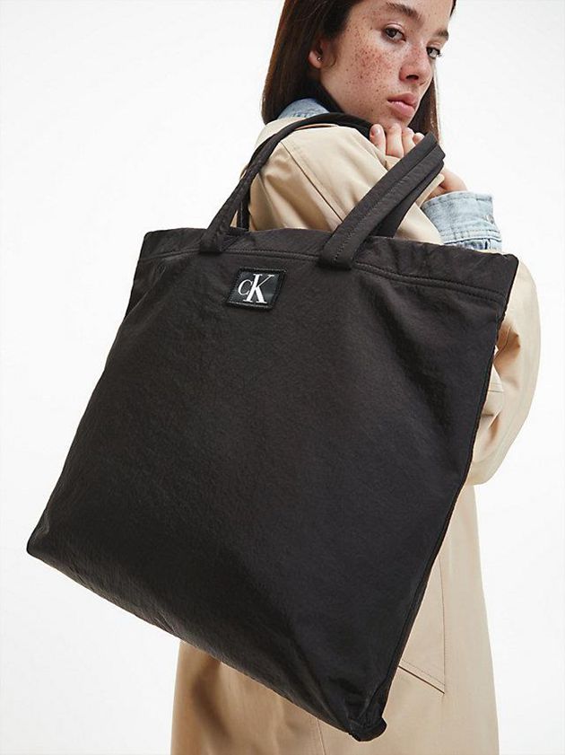 Black Calvin Klein Recycled Nylon Reversible Tote Women Bags | LMFR-06937