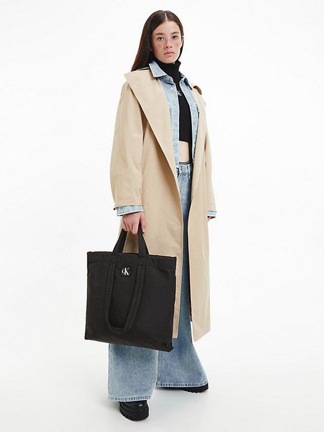 Black Calvin Klein Recycled Nylon Reversible Tote Women Bags | LMFR-06937