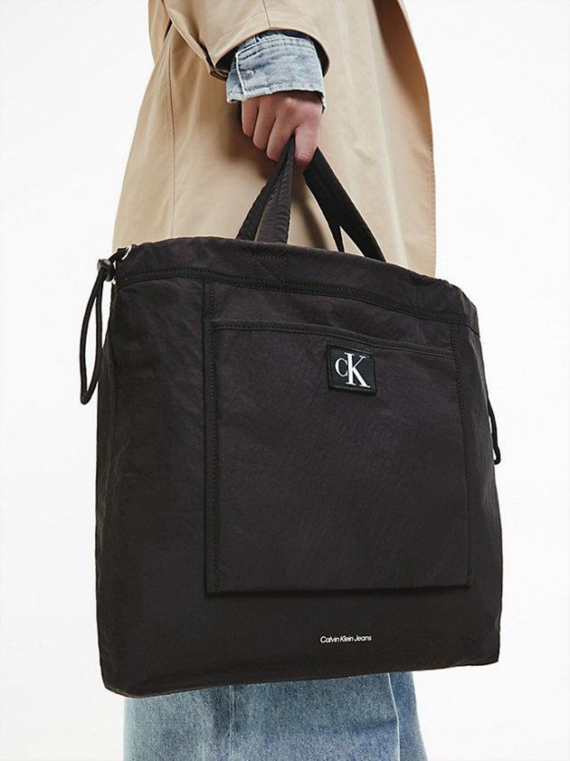 Black Calvin Klein Recycled Nylon Reversible Tote Women Bags | LMFR-06937