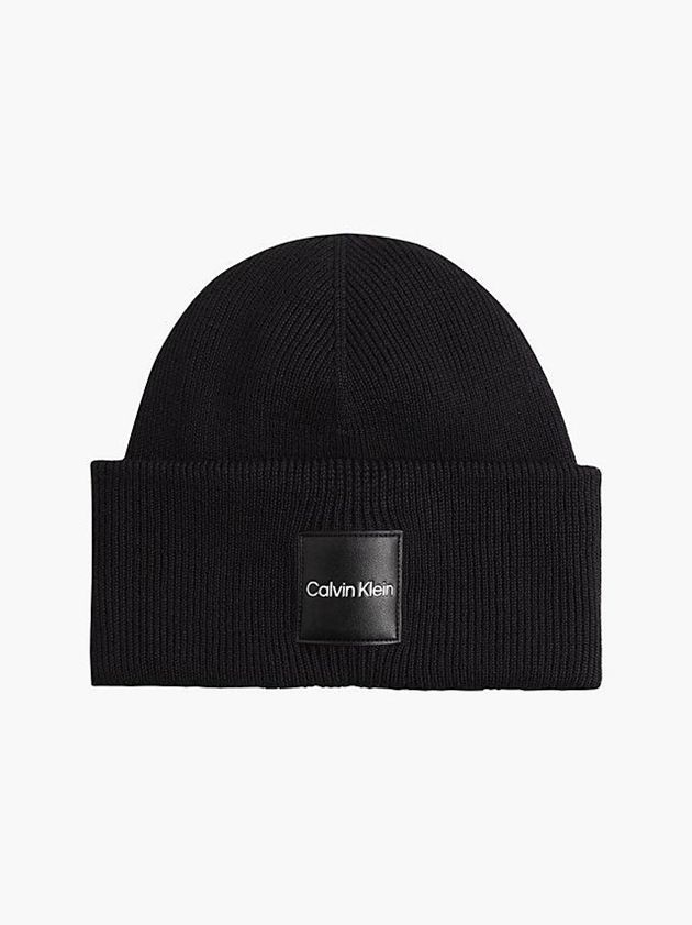 Black Calvin Klein Recycled Organic Cotton Men Beanie | GAVK-04325