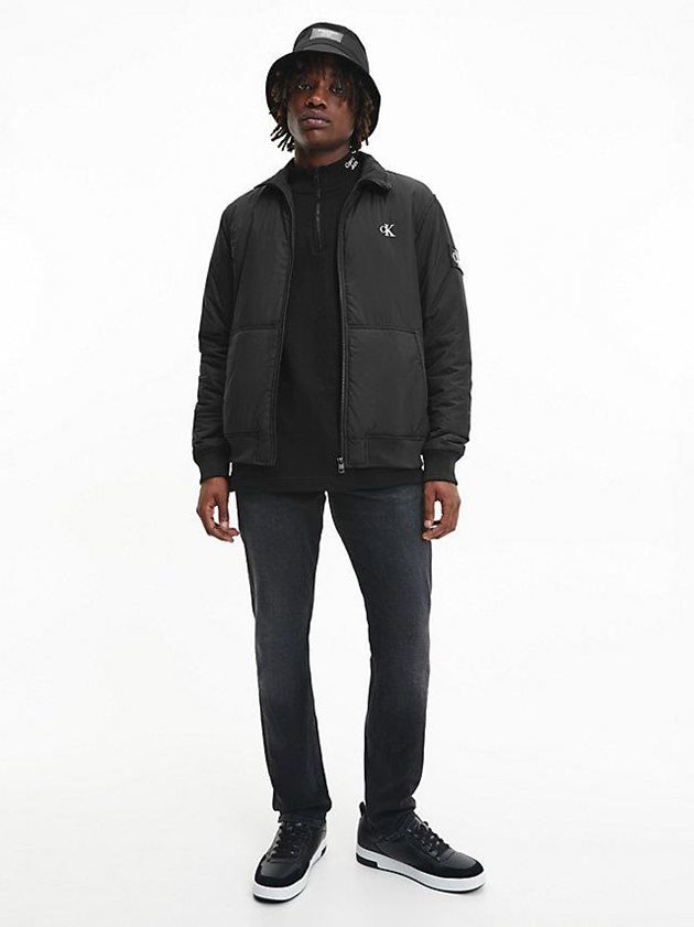 Black Calvin Klein Recycled Padded Zip Up Men Jacket | OSDG-81542