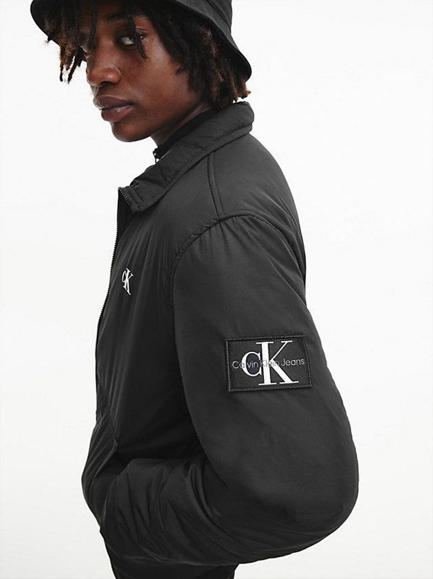 Black Calvin Klein Recycled Padded Zip Up Men Jacket | OSDG-81542