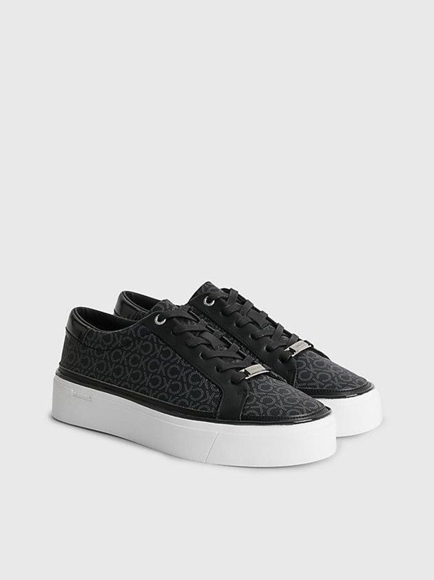 Black Calvin Klein Recycled Platform Logo Women Sneakers | TOYG-26850