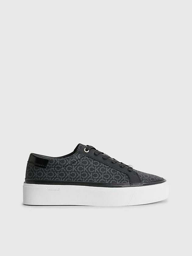Black Calvin Klein Recycled Platform Logo Women Sneakers | TOYG-26850