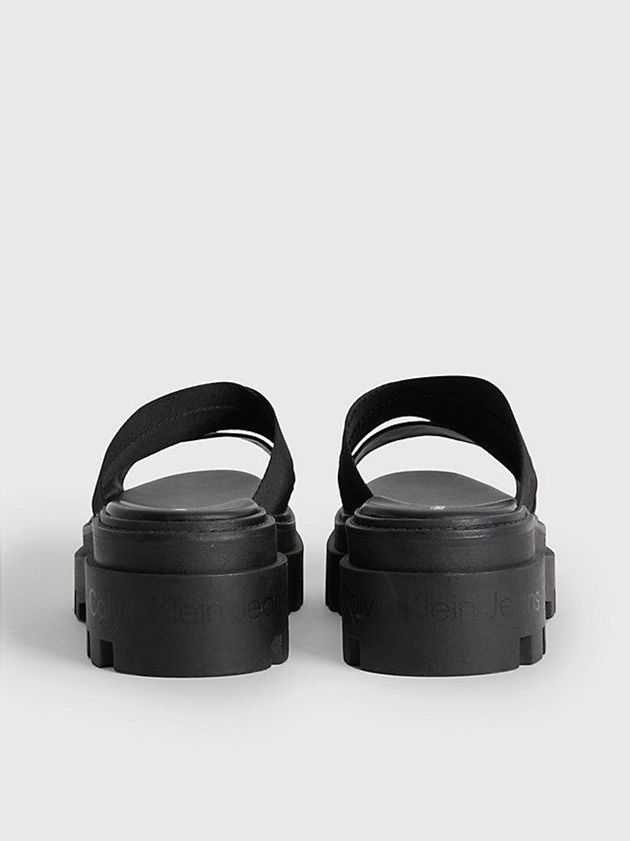 Black Calvin Klein Recycled Platform Wedge Logo Women Sandals | BCNH-35680