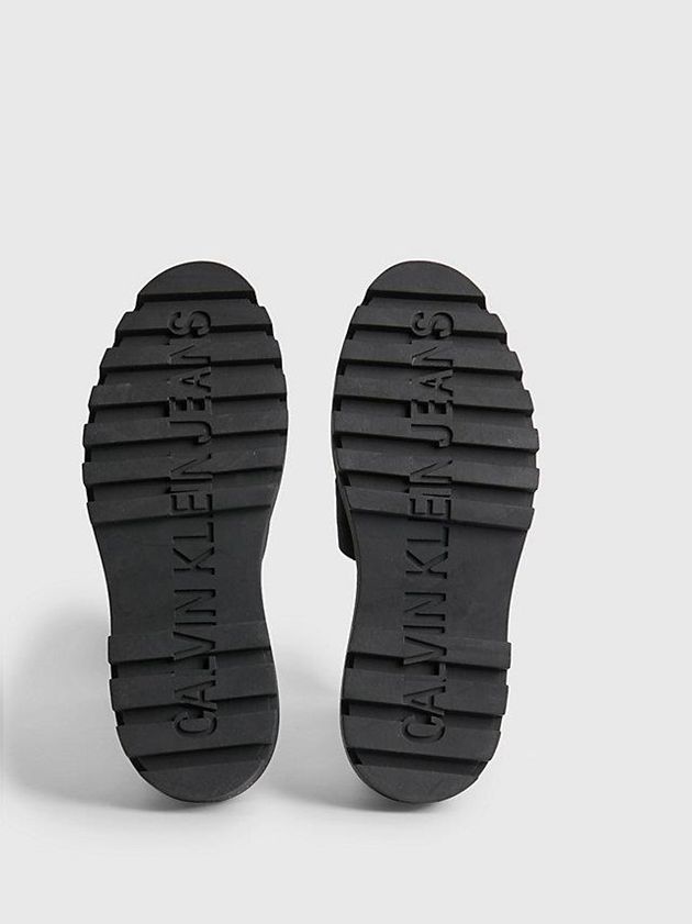 Black Calvin Klein Recycled Platform Wedge Logo Women Sandals | BCNH-35680