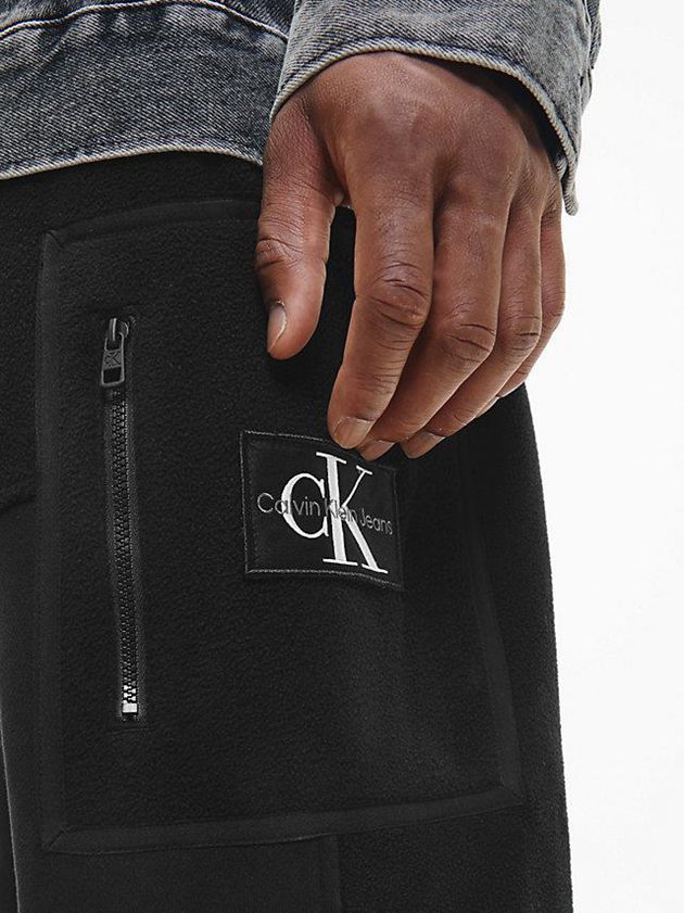 Black Calvin Klein Recycled Polar Fleece Men Joggers | LUZY-43692