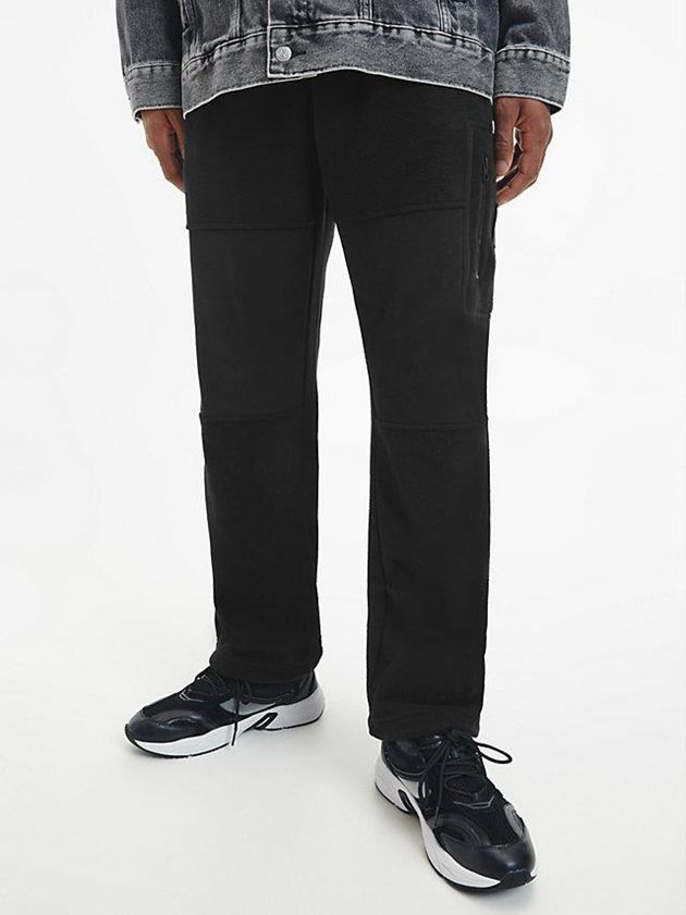 Black Calvin Klein Recycled Polar Fleece Men Joggers | LUZY-43692