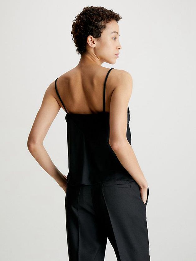 Black Calvin Klein Recycled Polyester Cami Women Top | MSDC-06534