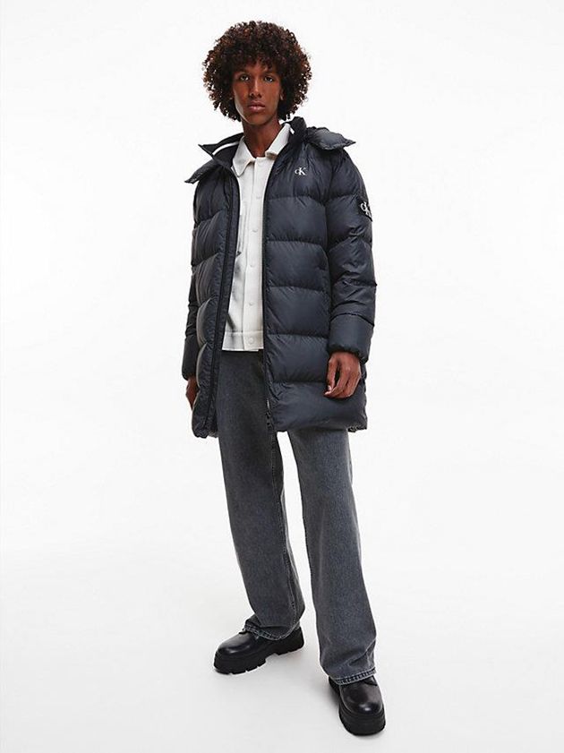 Black Calvin Klein Recycled Polyester Down Puffer Men Coat | JEOH-63257
