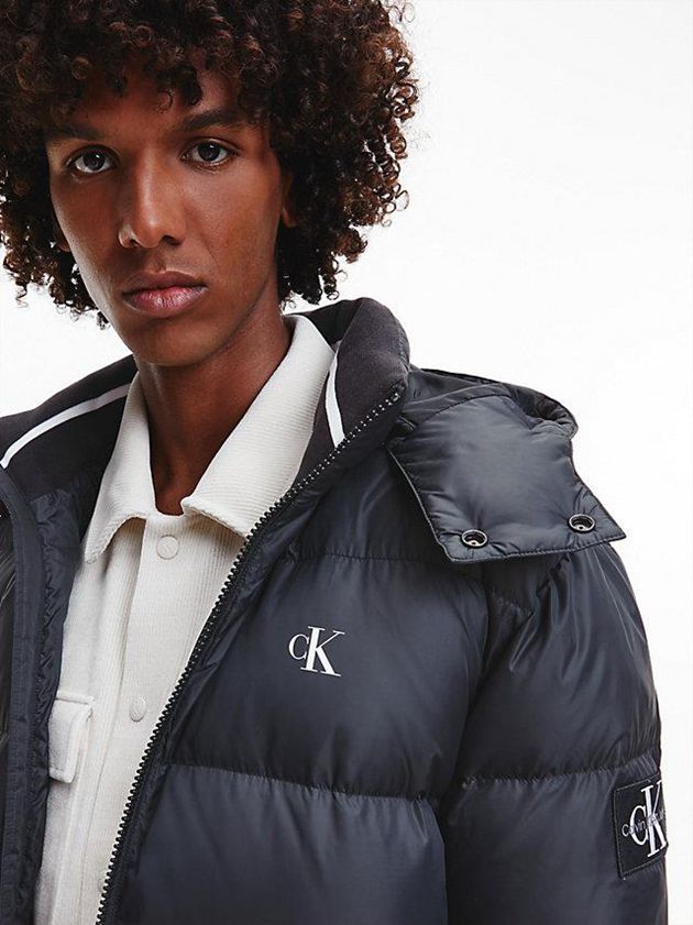 Black Calvin Klein Recycled Polyester Down Puffer Men Coat | JEOH-63257