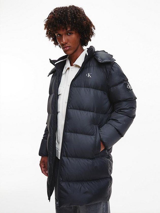 Black Calvin Klein Recycled Polyester Down Puffer Men Coat | JEOH-63257
