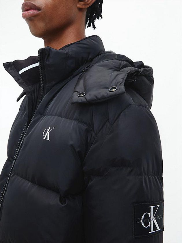 Black Calvin Klein Recycled Polyester Down Puffer Men Jacket | QVKG-20679