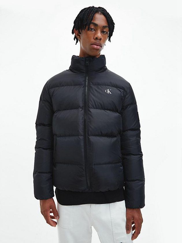 Black Calvin Klein Recycled Polyester Down Puffer Men Jacket | QVKG-20679
