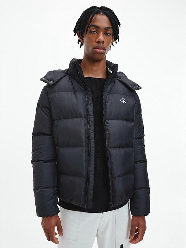 Black Calvin Klein Recycled Polyester Down Puffer Men Jacket | QVKG-20679