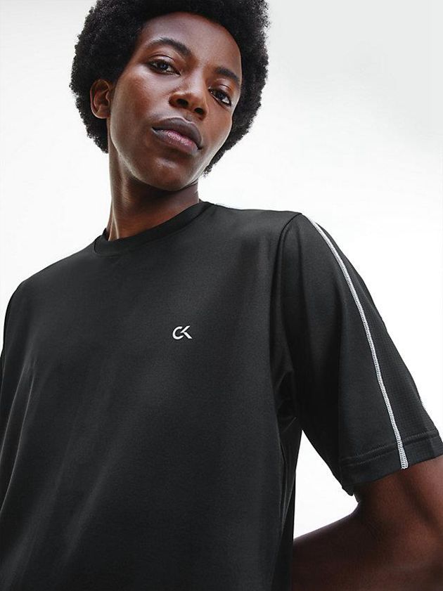 Black Calvin Klein Recycled Polyester Gym Men T-Shirt | AMWQ-23041