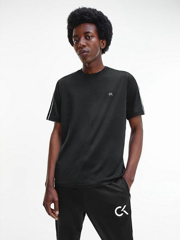 Black Calvin Klein Recycled Polyester Gym Men T-Shirt | AMWQ-23041