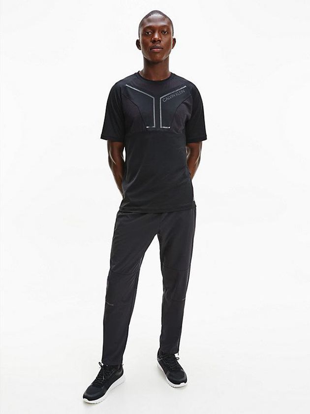 Black Calvin Klein Recycled Polyester Gym Men T-Shirt | UOEX-37850