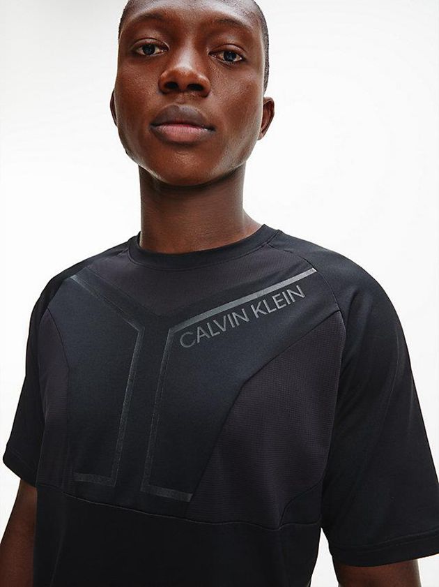 Black Calvin Klein Recycled Polyester Gym Men T-Shirt | UOEX-37850