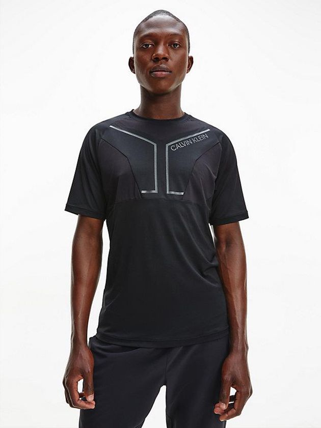 Black Calvin Klein Recycled Polyester Gym Men T-Shirt | UOEX-37850