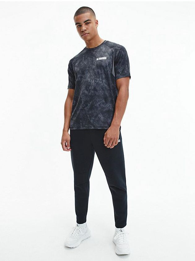 Black Calvin Klein Recycled Polyester Gym Men T-Shirt | IUFN-76439
