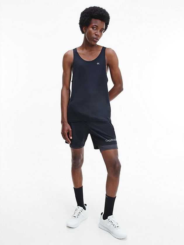 Black Calvin Klein Recycled Polyester Gym Tank Men Top | VZWI-49623