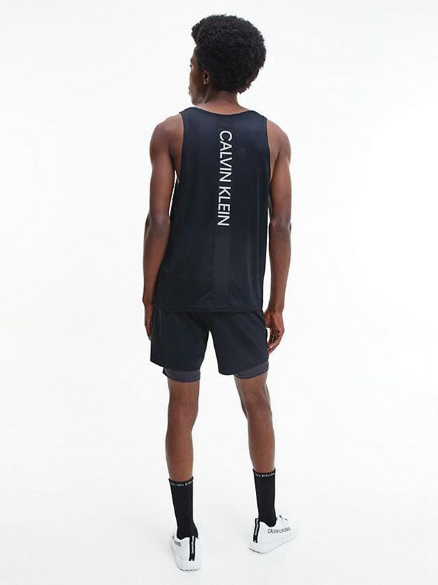 Black Calvin Klein Recycled Polyester Gym Tank Men Top | VZWI-49623