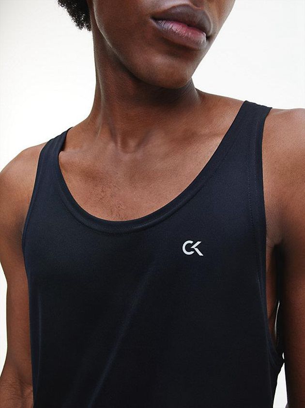 Black Calvin Klein Recycled Polyester Gym Tank Men Top | VZWI-49623