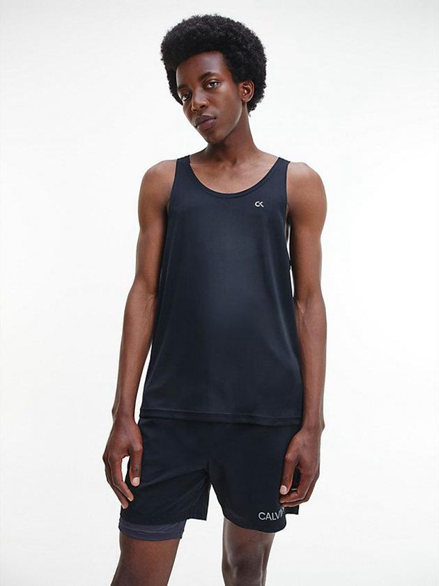 Black Calvin Klein Recycled Polyester Gym Tank Men Top | VZWI-49623
