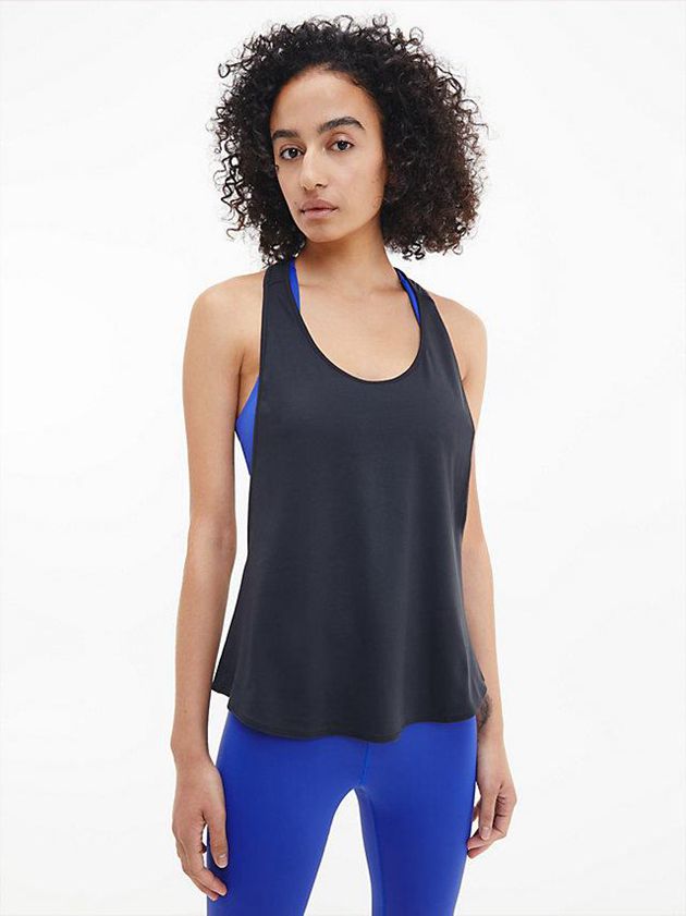 Black Calvin Klein Recycled Polyester Gym Tank Women Top | BWXG-75049