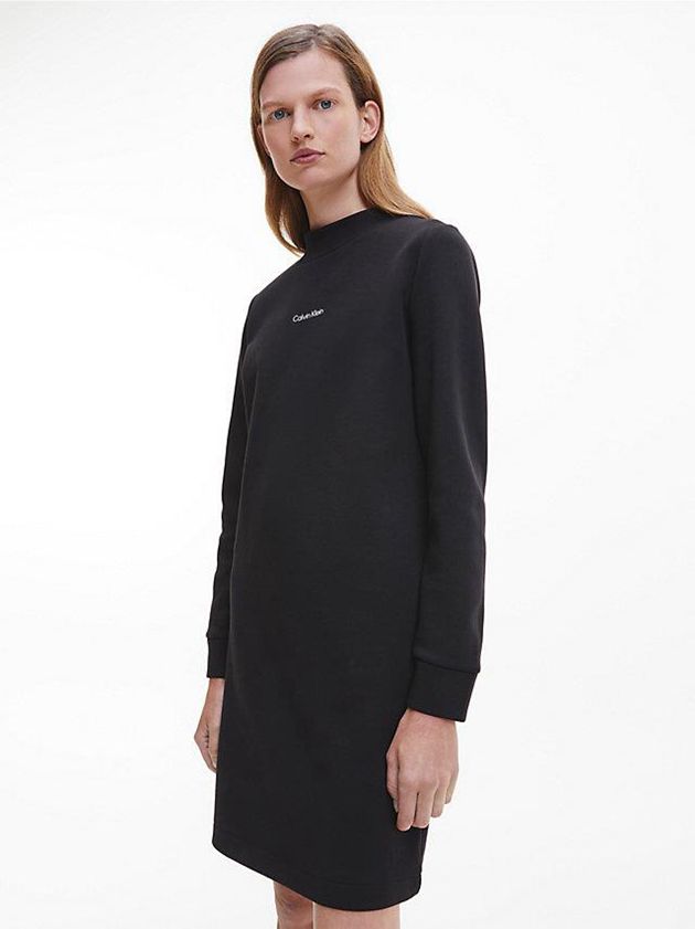Black Calvin Klein Recycled Polyester Jumper Women Dress | YIHN-68745