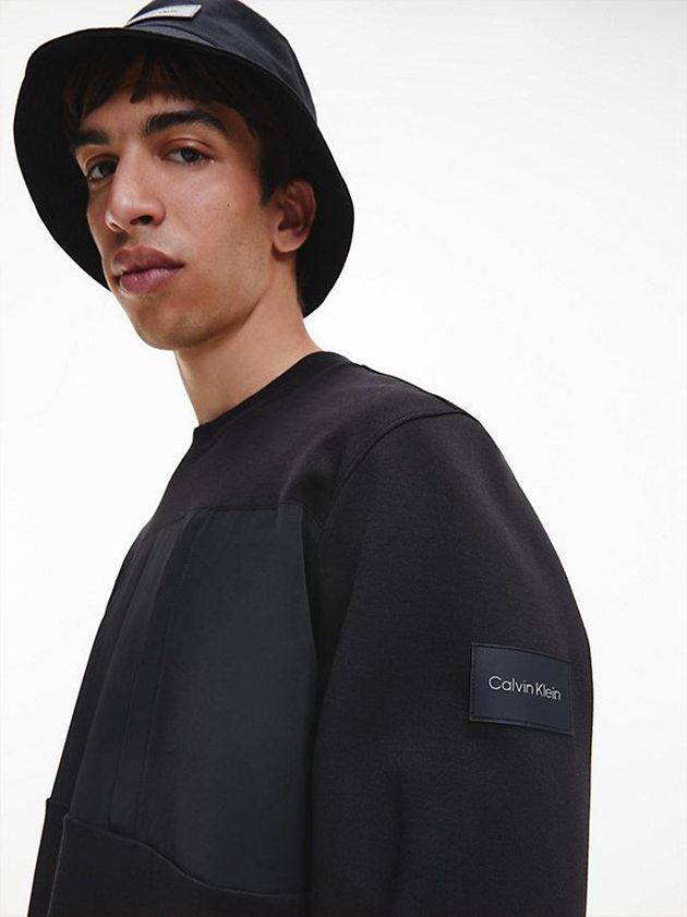Black Calvin Klein Recycled Polyester Men Sweatshirt | ORTM-74602