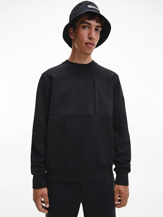 Black Calvin Klein Recycled Polyester Men Sweatshirt | ORTM-74602