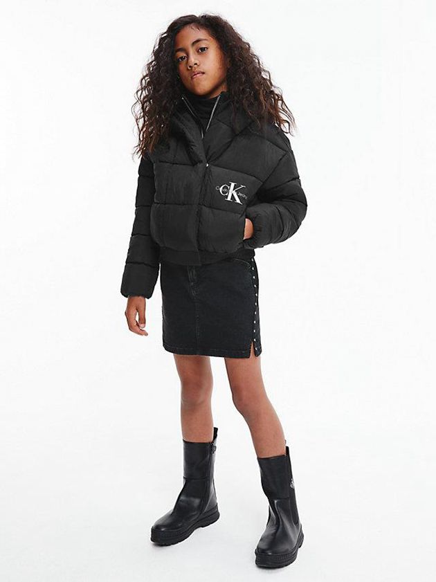 Black Calvin Klein Recycled Polyester Puffer Girls's Jacket | LSKU-96821