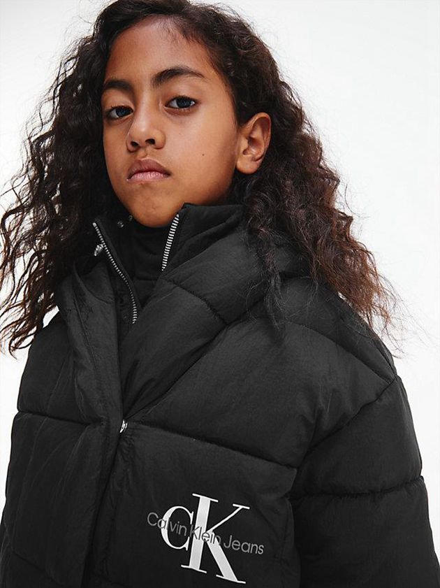 Black Calvin Klein Recycled Polyester Puffer Girls's Jacket | LSKU-96821
