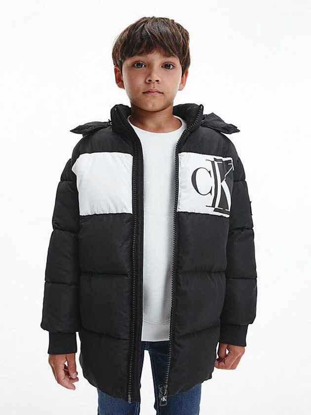 Black Calvin Klein Recycled Polyester Puffer Boys's Jacket | DHJV-08432