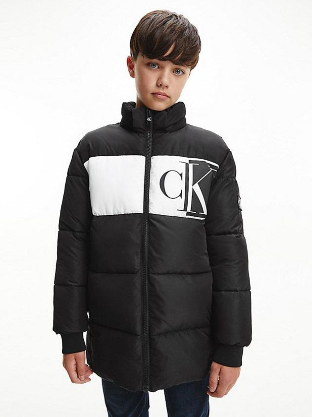 Black Calvin Klein Recycled Polyester Puffer Boys's Jacket | DHJV-08432