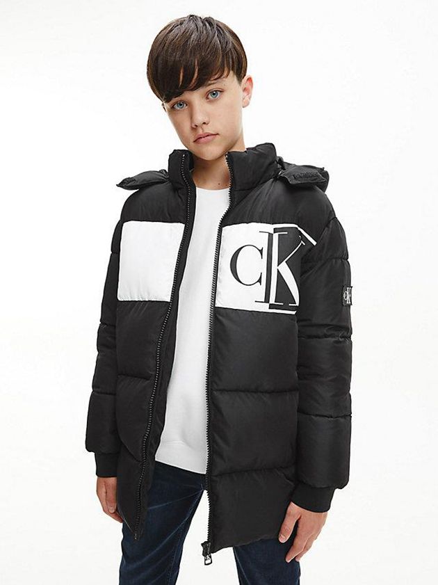 Black Calvin Klein Recycled Polyester Puffer Boys\'s Jacket | DHJV-08432
