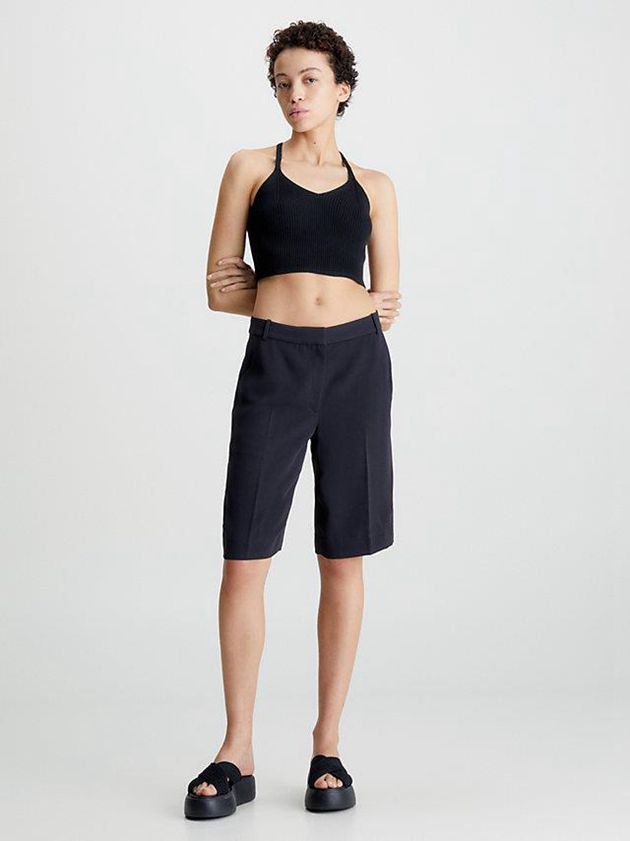 Black Calvin Klein Recycled Polyester Twill Women Shorts | LWYR-60182