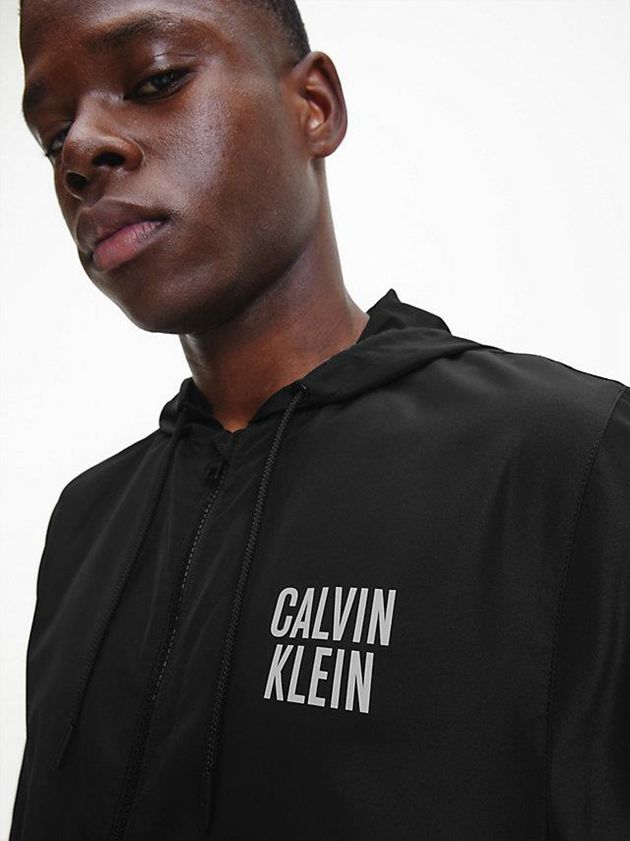 Black Calvin Klein Recycled Polyester Windbreaker Men Jacket | THFB-84320