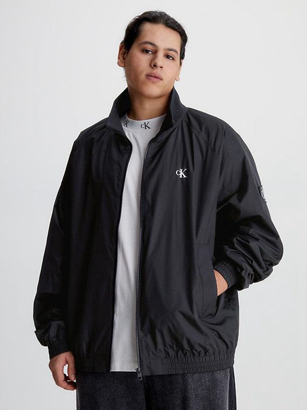 Black Calvin Klein Recycled Polyester Zip Up Men Jacket | XDGR-98746