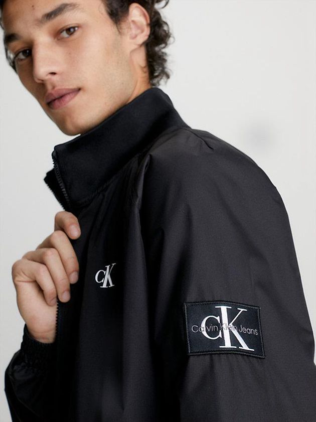 Black Calvin Klein Recycled Polyester Zip Up Men Jacket | XDGR-98746