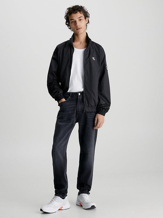Black Calvin Klein Recycled Polyester Zip Up Men Jacket | XDGR-98746