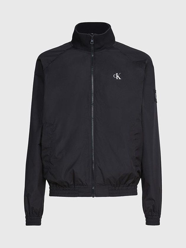 Black Calvin Klein Recycled Polyester Zip Up Men Jacket | XDGR-98746
