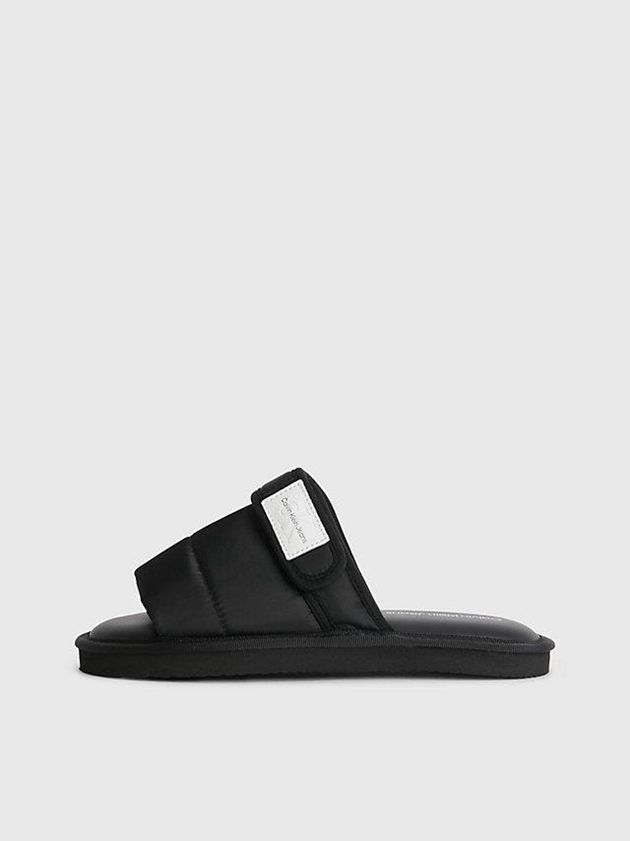 Black Calvin Klein Recycled Puffer Women Slippers | UDHQ-23859