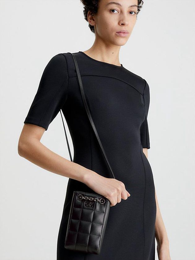 Black Calvin Klein Recycled Quilted Phone Women Bags | SEQW-68204