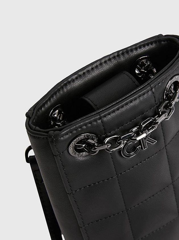Black Calvin Klein Recycled Quilted Phone Women Bags | SEQW-68204