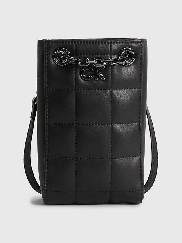 Black Calvin Klein Recycled Quilted Phone Women Bags | SEQW-68204